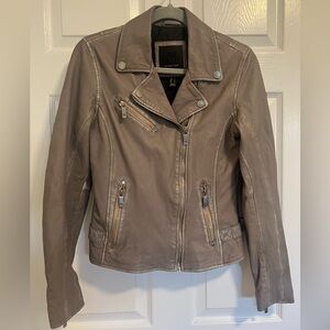 Mauritius Sofia Gunmetal Lamb Leather Women Jacket. Size Small Zip Up.